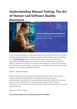 understanding manual testing the art of human