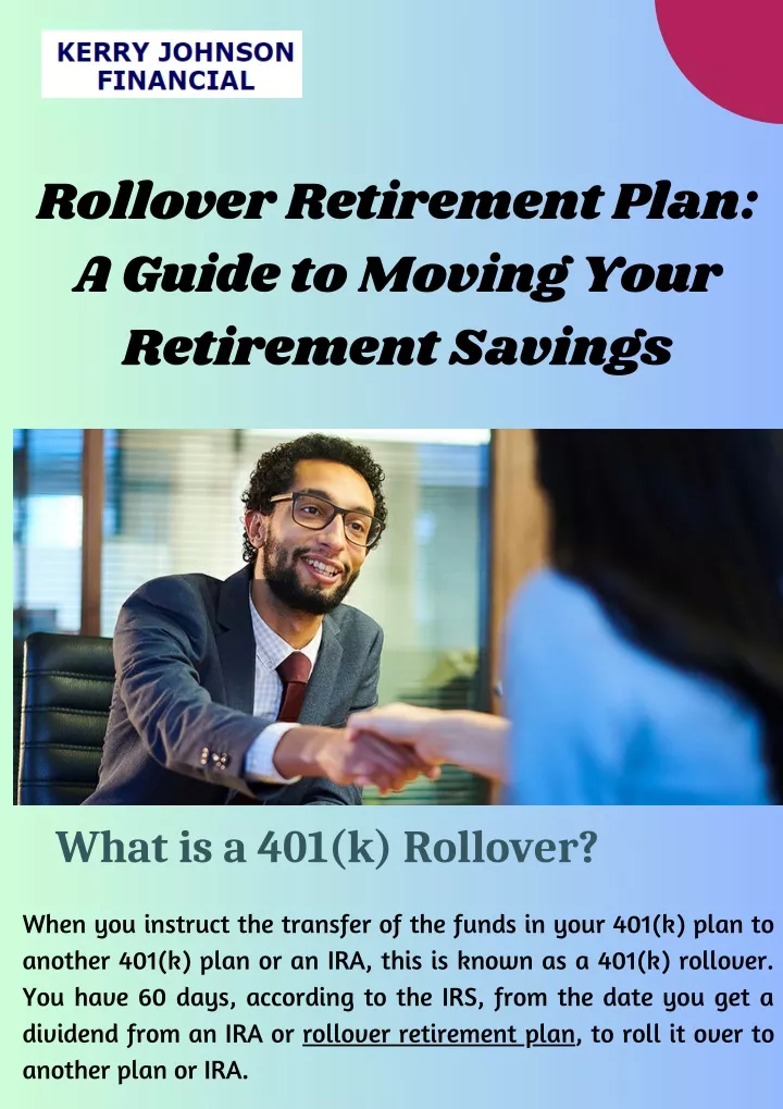 rollover retirement plan a guide to moving your