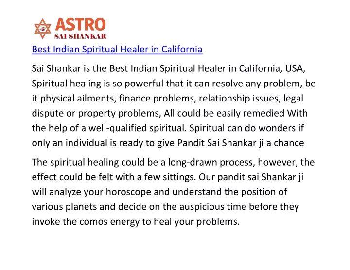 best indian spiritual healer in california
