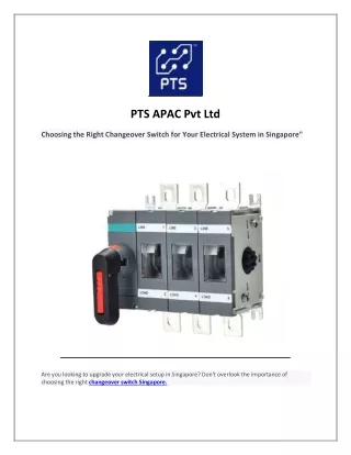 Get Reliable Automatic Changeover Switches in Singapore