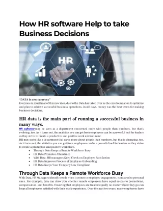 How HR software Help to take Business Decisions
