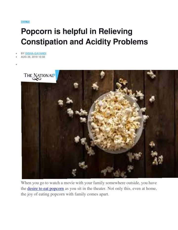 health popcorn is helpful in relieving