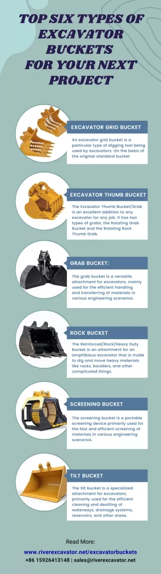 Top Six Types of Excavator Buckets for Your Next Project