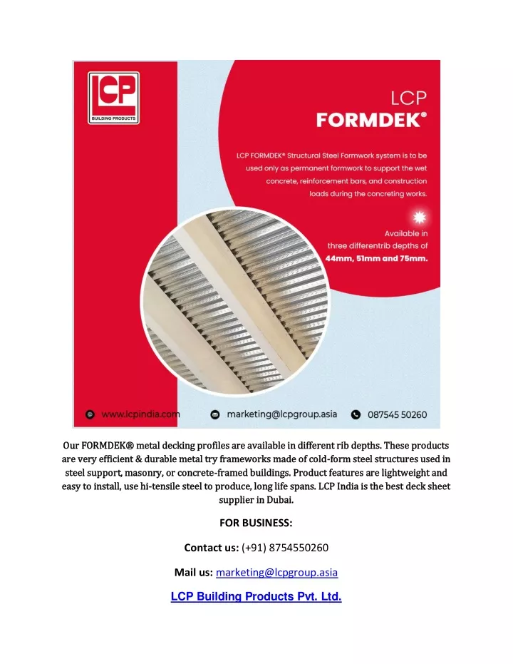 our formdek metal decking profiles are available