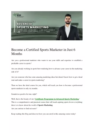 Become a Certified Sports Marketer in Just 6 Months-Sports Blog-IISM Mumbai