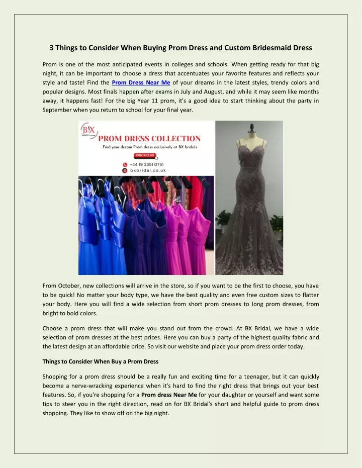 3 things to consider when buying prom dress