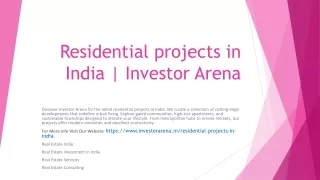 Residential projects in India | Investor Arena