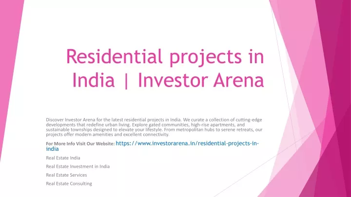 residential projects in india investor arena