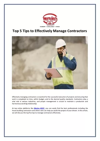 top 5 tips to effectively manage contractors