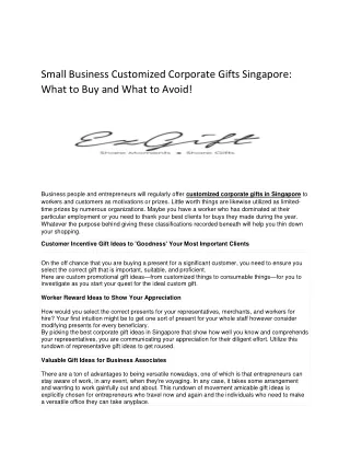 Small Business Customized Corporate Gifts Singapore: What to Buy and What to Avo