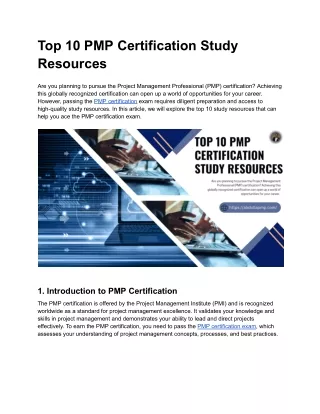 Top 10 PMP Certification Study Resources