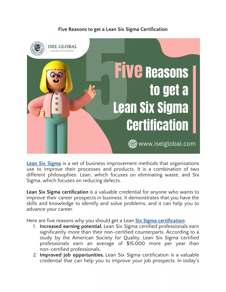 five reasons to get a lean six sigma certification