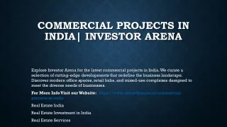 Commercial projects in India| Investor Arena