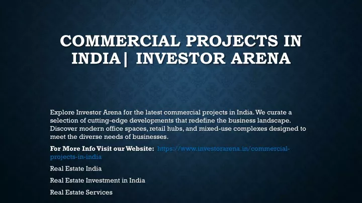 commercial projects in india investor arena