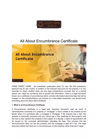 All About Encumbrance Certificate _ Good Time Builders