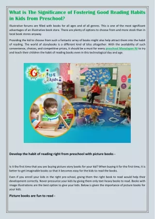 What is The Significance of Fostering Good Reading Habits in Kids from Preschool