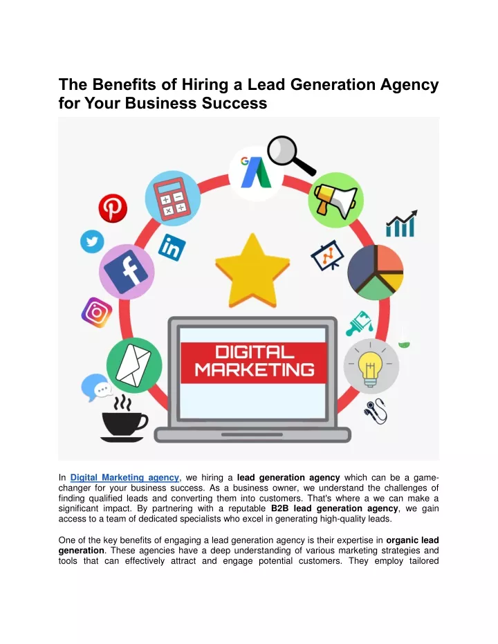 the benefits of hiring a lead generation agency