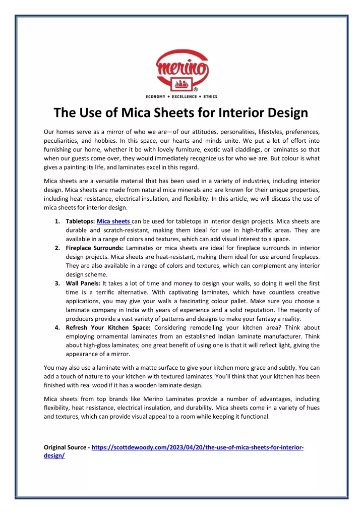 the use of mica sheets for interior design