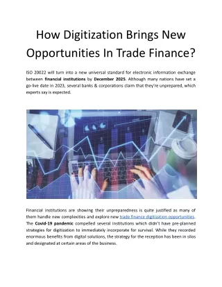 How Digitization Brings New Opportunities In Trade Finance?