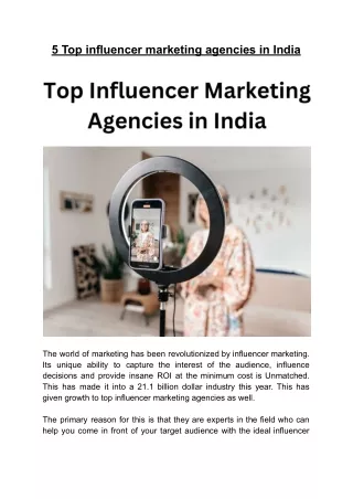 5 Top influencer marketing agencies in India