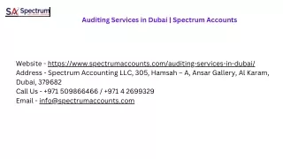 Auditing Services in Dubai | Spectrum Accounts