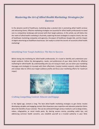 mastering the art of allied health marketing