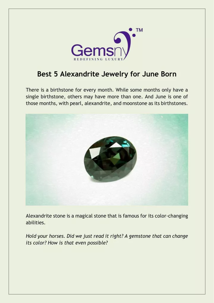 best 5 alexandrite jewelry for june born