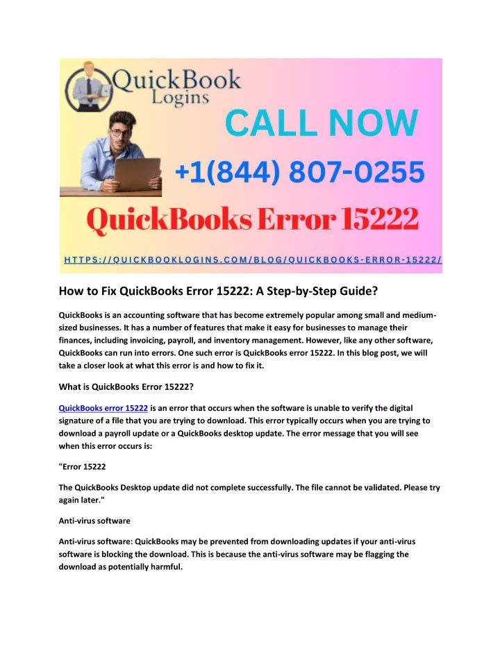 how to fix quickbooks error 15222 a step by step