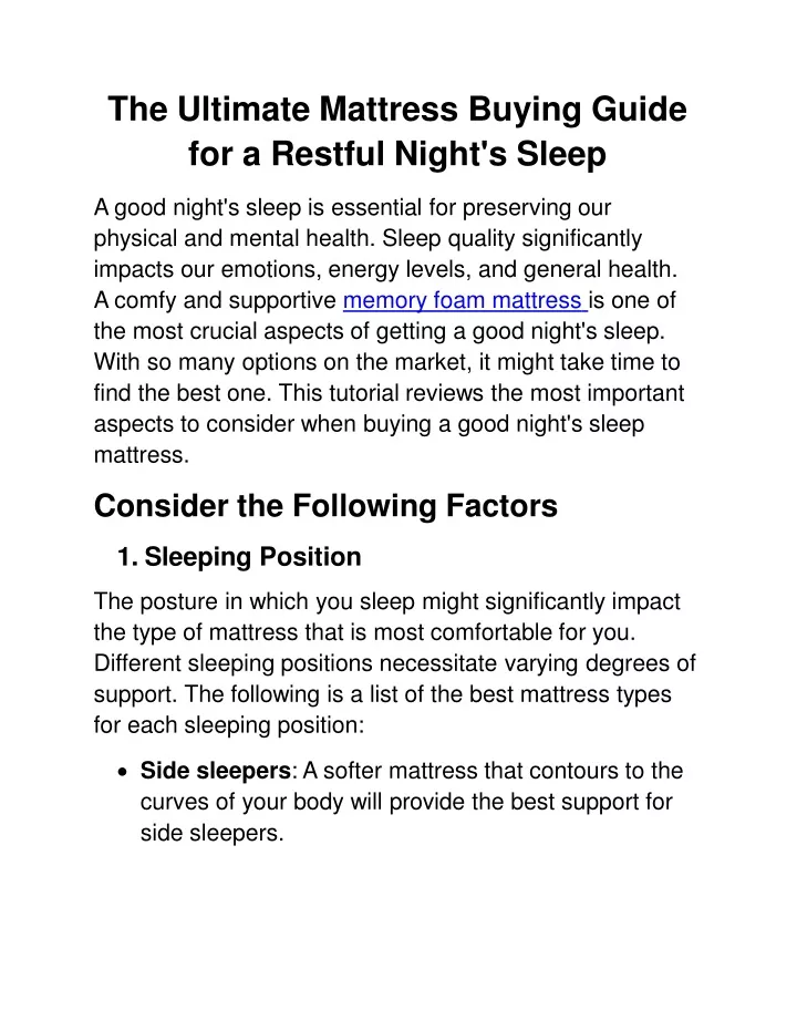 the ultimate mattress buying guide for a restful night s sleep