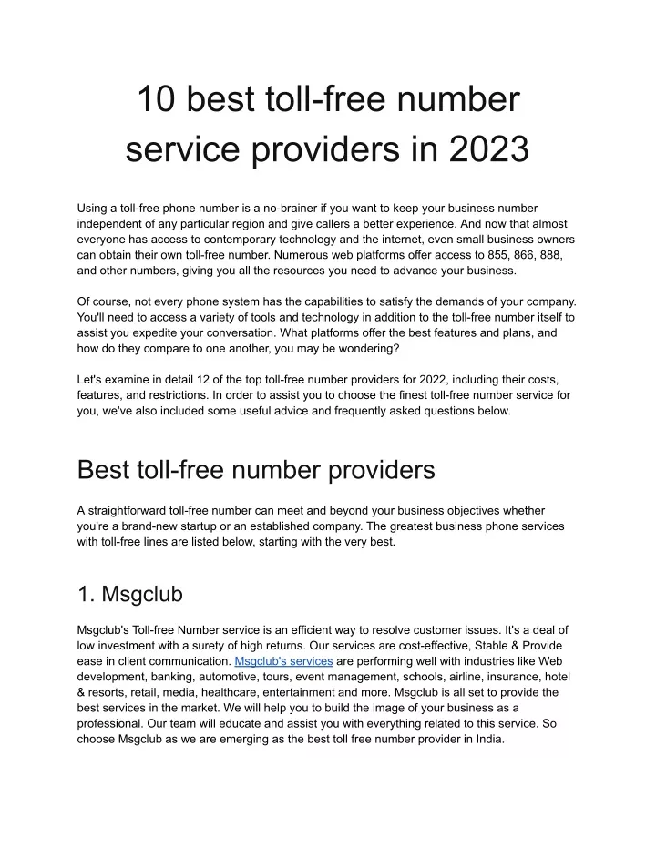 10 best toll free number service providers in 2023