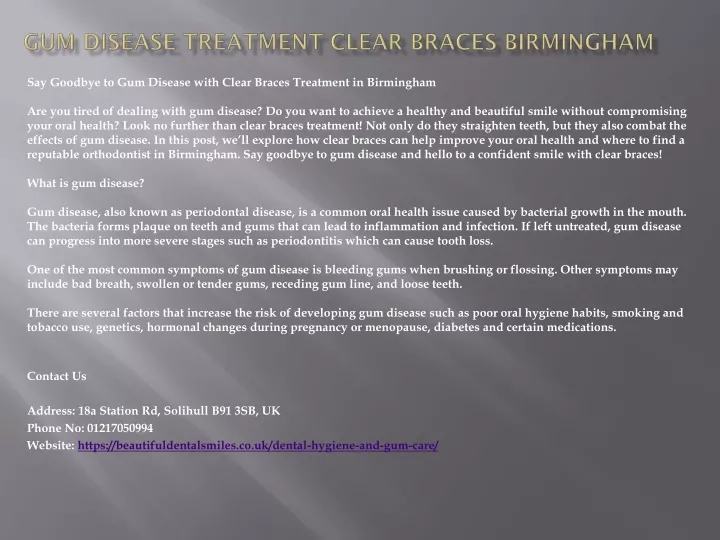 gum disease treatment clear braces birmingham