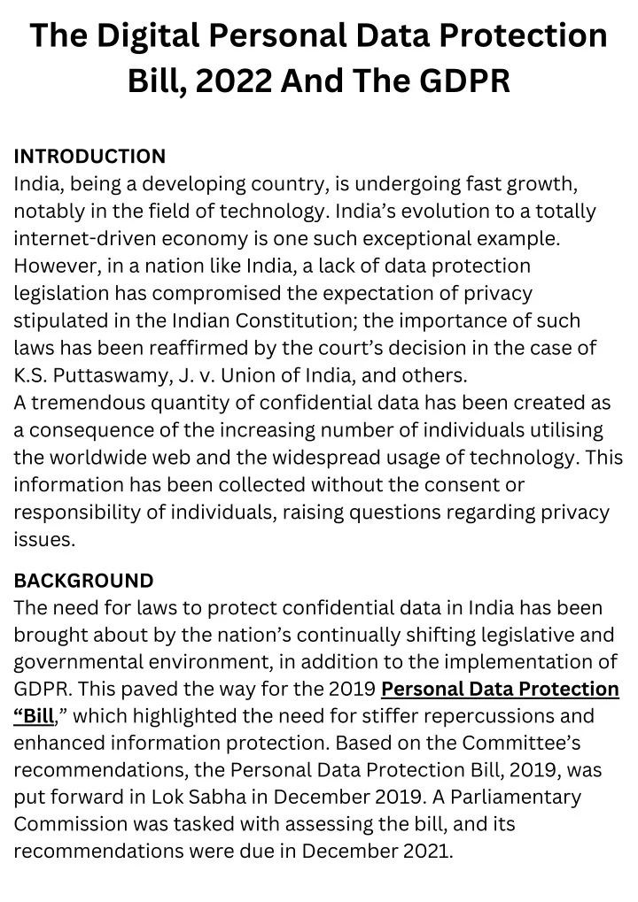 the digital personal data protection bill 2022