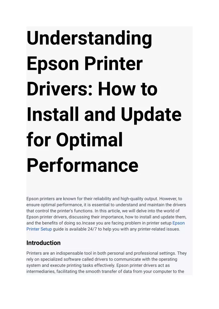 understanding epson printer drivers