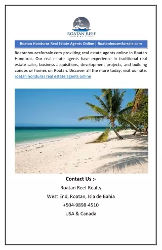 Roatan Honduras Real Estate Agents Online | Roatanhousesforsale.com
