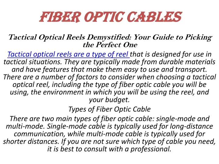 fiber optic cables