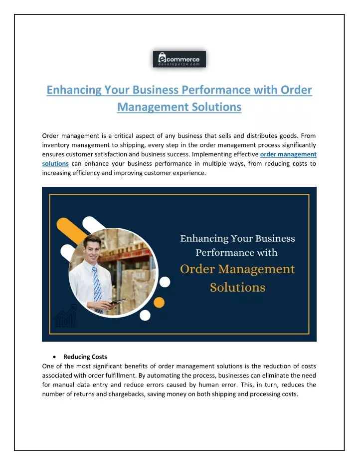 enhancing your business performance with order