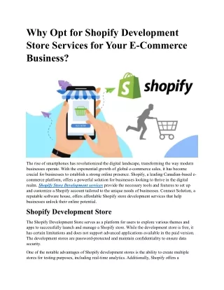 Why Opt for Shopify Development Store Services for Your E