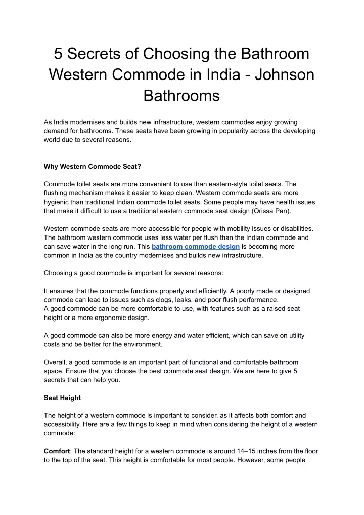 5 secrets of choosing the bathroom western