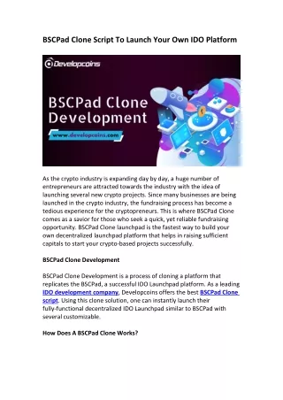 bscpad clone script to launch your