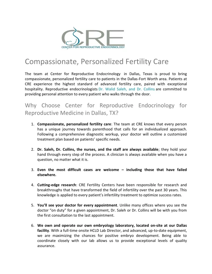 compassionate personalized fertility care