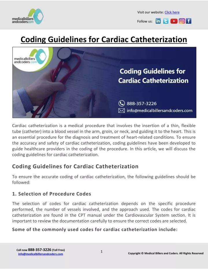 PPT - Coding Guidelines For Cardiac Catheterization PowerPoint ...