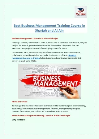 best business management training course