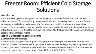 Freezer Room Efficient Cold Storage Solutions