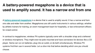 Making The Right Choice Between Battery-Powered Megaphones And Wireless PA