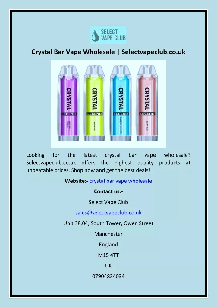 crystal bar vape wholesale selectvapeclub co uk