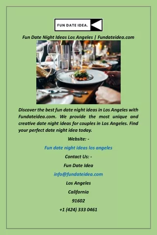 Fun Date Night Ideas Los Angeles  Fundateidea