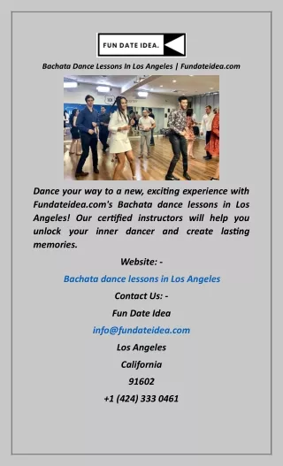 Bachata Dance Lessons In Los Angeles  Fundateidea