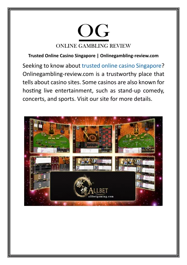 trusted online casino singapore onlinegambling