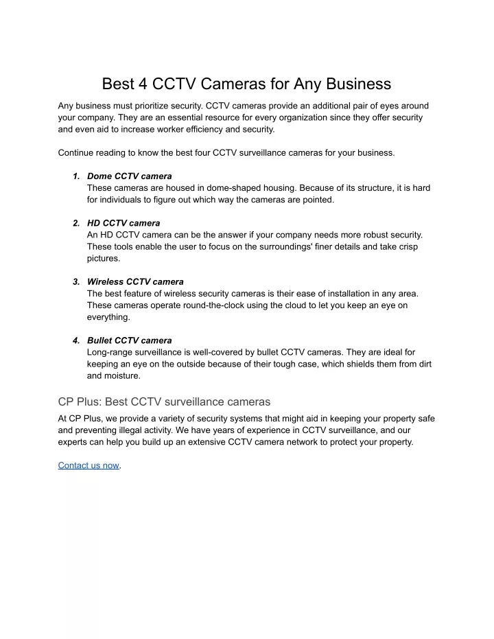 best 4 cctv cameras for any business