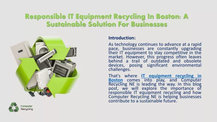 responsible it equipment recycling in boston a sustainable solution for businesses